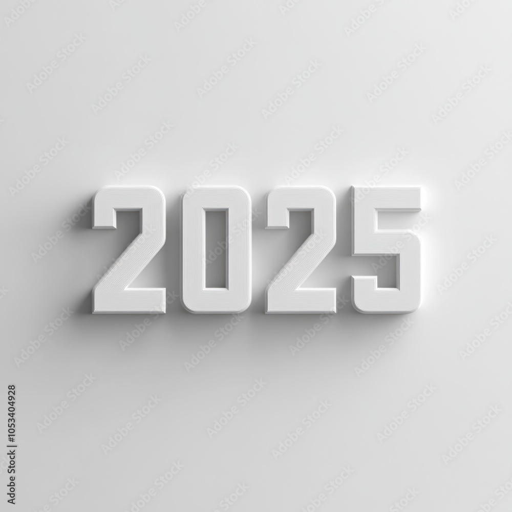 Happy New Year 2025. 2025 white symbol bold letters 3d-illustration Happy New Year 2025. 2025 white symbol bold letters 3d-illustration