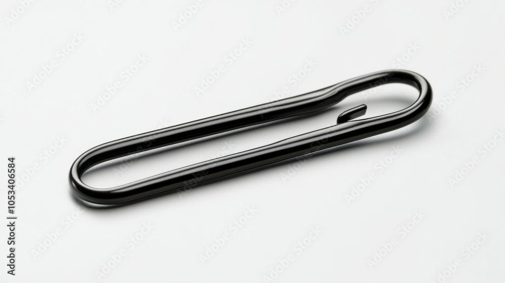 Isolated black paperclip on white background
