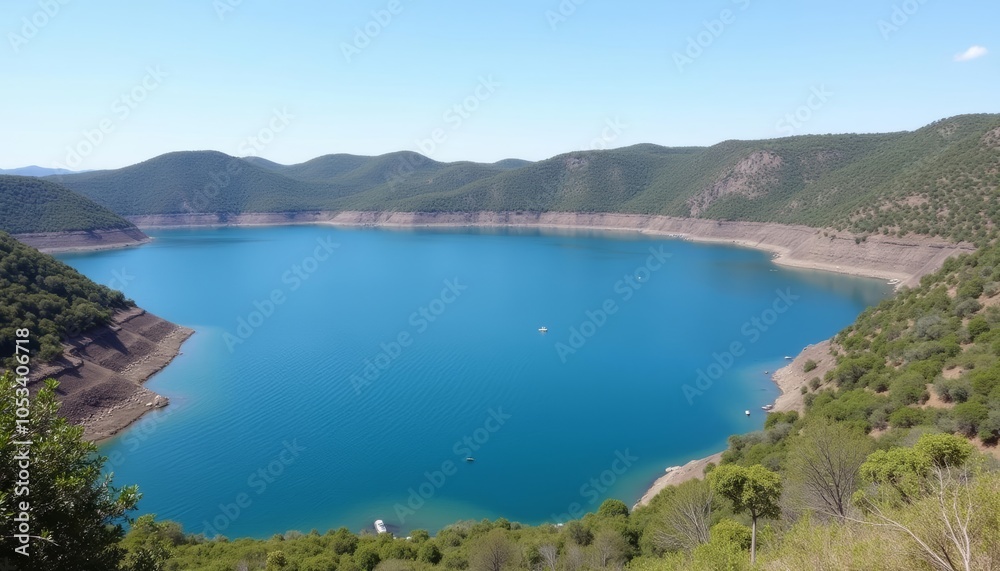 Fototapeta premium Tranquil lake nestled amidst natures embrace