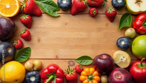  A vibrant array of fresh fruits and vegetables photo