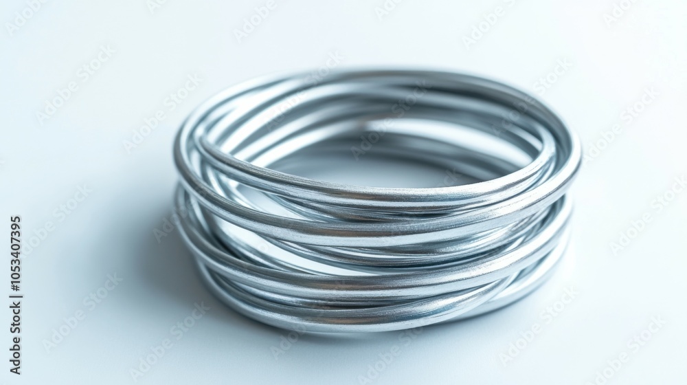 Isolated silver rubber band on white background Isolated silver rubber band on white background