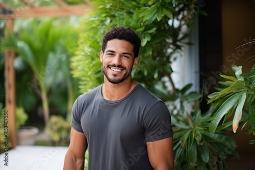 Portrait of a handsome young african american man smiling outdoors
