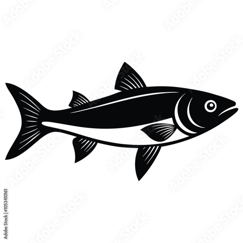 Silhouette herring fish illustration Generative AI. 