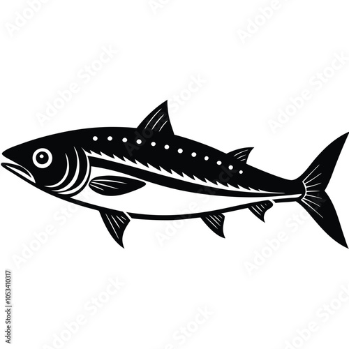 Silhouette mackerel fish illustration Generative AI. 