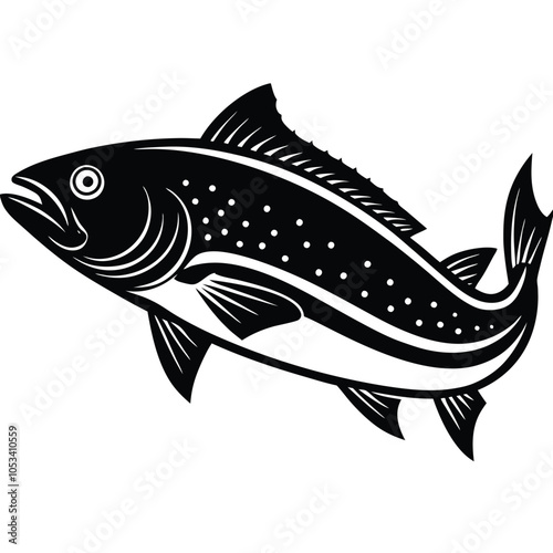 Silhouette  mahi-mahi fish illustration Generative AI. 