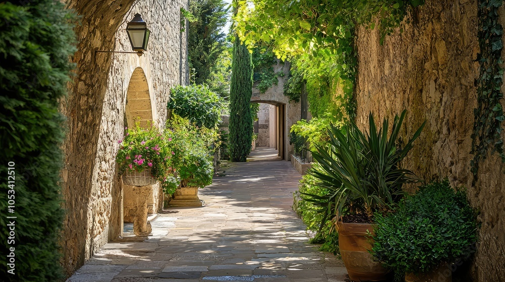 Fototapeta premium Narrow Passageway Between Ancient Stone Walls