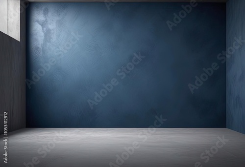 Wallpaper Mural plain blank Empty dark blue abstract cement wall and studio room with smoke float up the interior texture for display products wall background white mockup object Torontodigital.ca