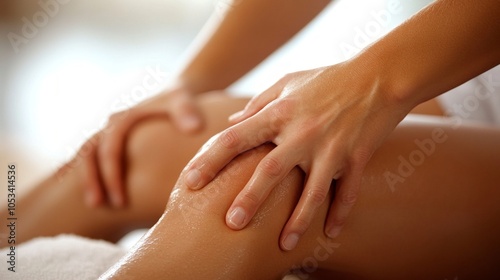 Wallpaper Mural A person massaging their calf to ease muscle cramps and soreness. Torontodigital.ca