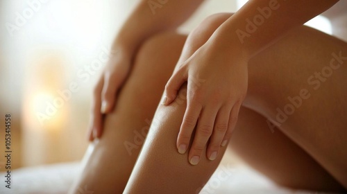 Wallpaper Mural A person massaging their calf to ease muscle cramps and soreness. Torontodigital.ca