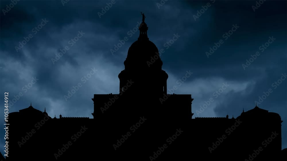 Texas: Thunderstorm and Lightning Flash over State Capitol building in downtown Austin, USA Texas: Thunderstorm and Lightning Flash over State Capitol building in downtown Austin, USA