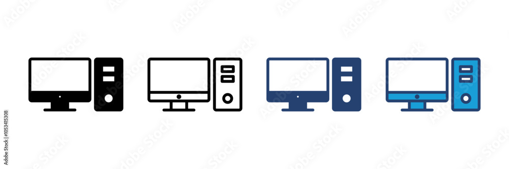 Computer icon vector. computer monitor icon vector. Computer icon vector. computer monitor icon vector.
