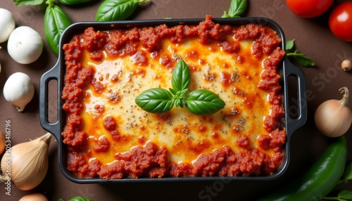  Craveworthy lasagna with fresh herbs and vibrant red sauce photo