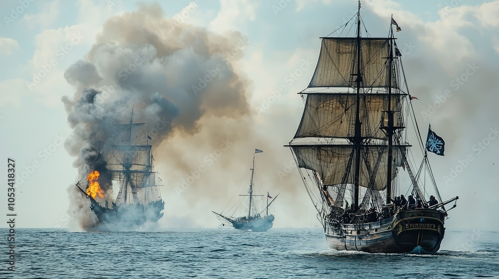 Obraz premium Dynamic Pirate Battle on the High Seas