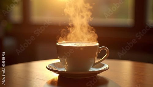  Warmth in a cup  A steaming hot beverage photo