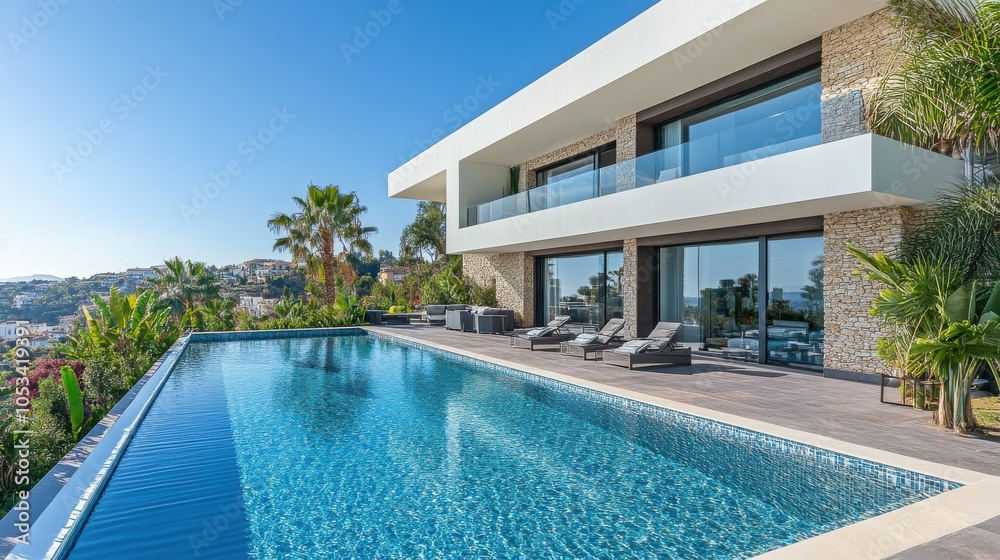 Fototapeta premium Luxurious urban villa with panoramic views.