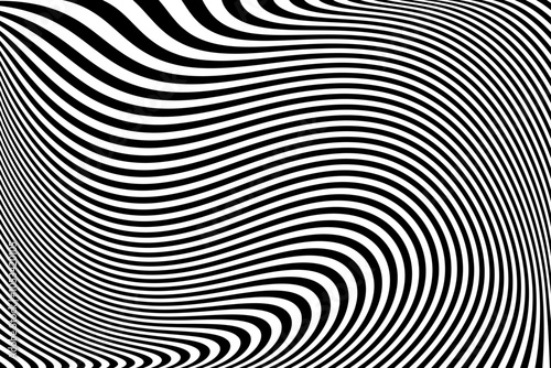 Abstract Wavy Lines Pattern. Black and White Texture. 