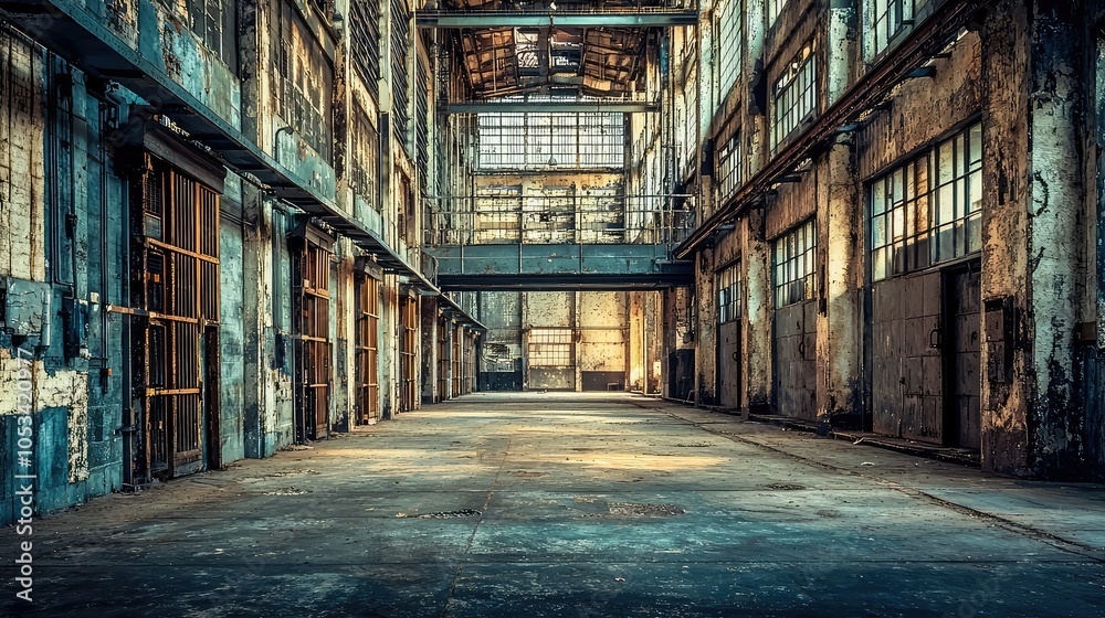 Fototapeta premium Dramatic Interior View of Maximum Security Prison