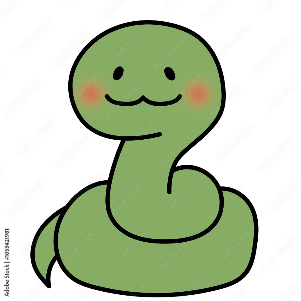 正面を向いて笑顔のヘビ 正面を向いて笑顔のヘビ
