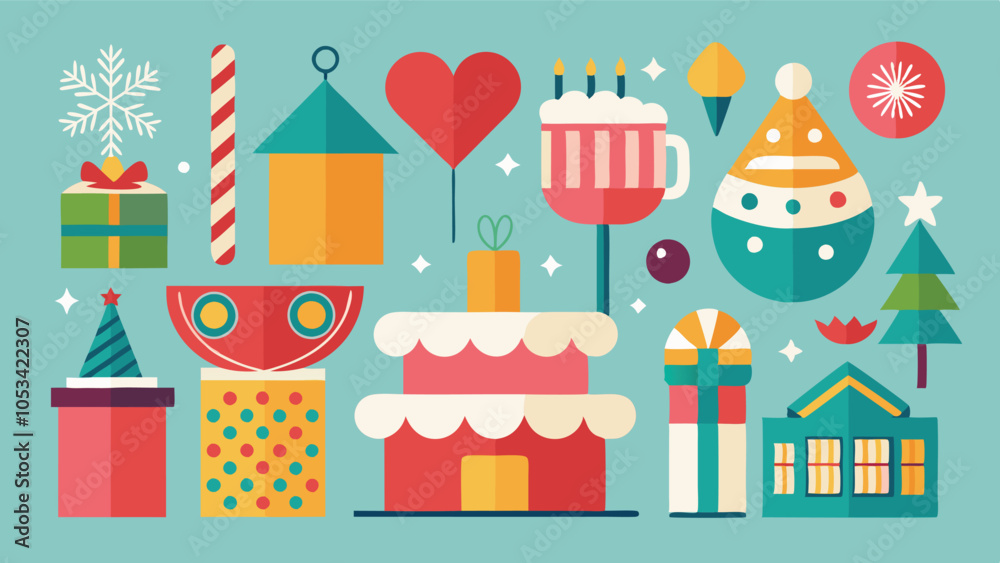 Flat Holiday Design Elements Set: Festive Icons and Graphics for Digital and Print Projects Flat Holiday Design Elements Set: Festive Icons and Graphics for Digital and Print Projects