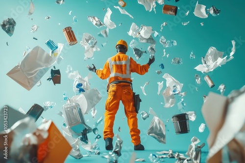 Wallpaper Mural A man in an orange jumpsuit is surrounded by trash and debris Torontodigital.ca