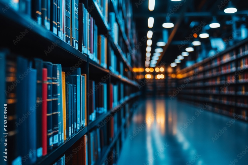 A large library with many bookshelves and chairs A large library with many bookshelves and chairs