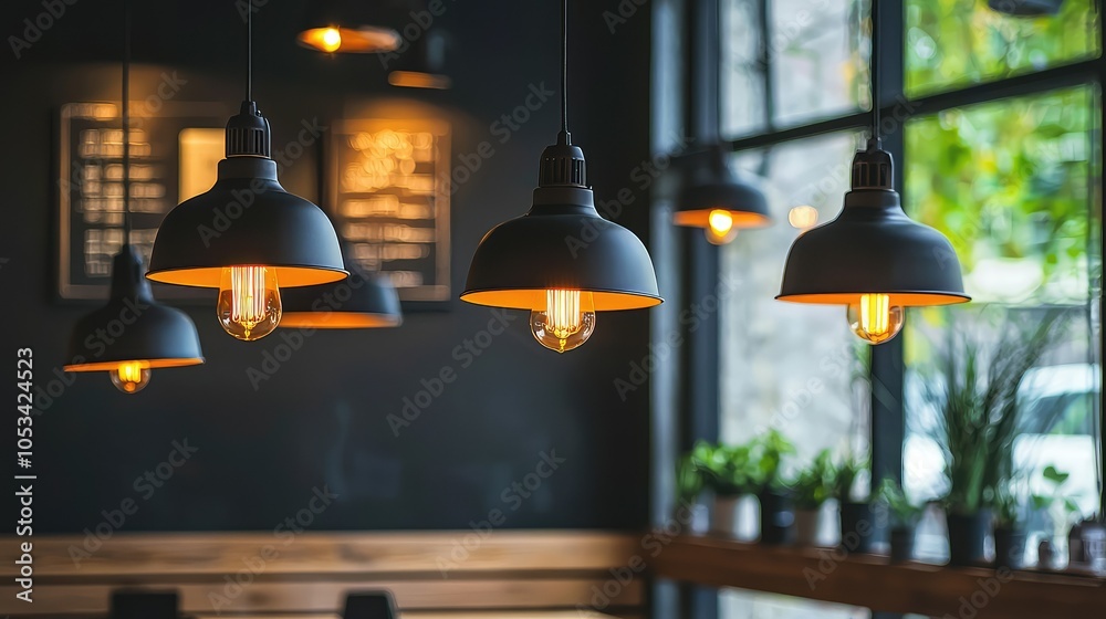 Obraz premium Cozy Cafe Corner with Stylish Lighting