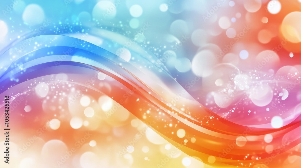 Abstract colorful bokeh lights and gradient wave shapes in blue, orange, and red tones. Abstract colorful bokeh lights and gradient wave shapes in blue, orange, and red tones.