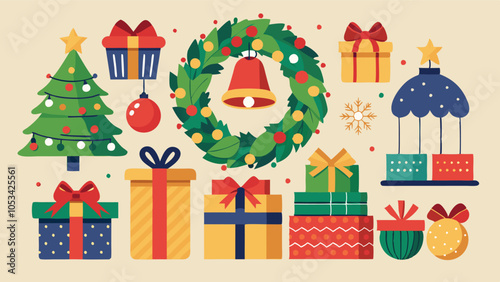 Christmas Tree Wreath Illustration for Festive Decorations