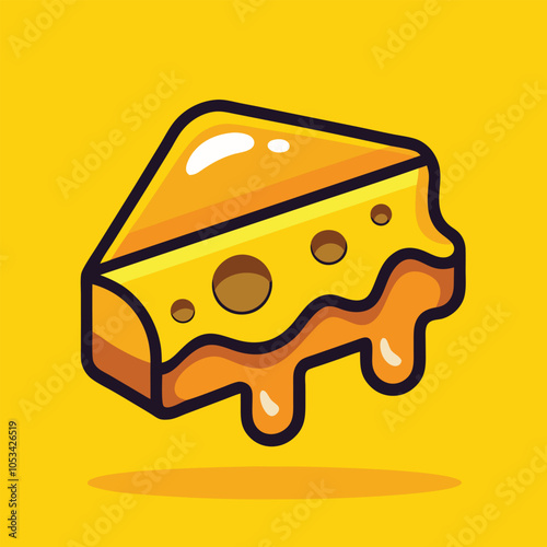 A wedge of gooey cheese with holes.