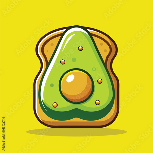 Avocado toast illustration on a yellow background.