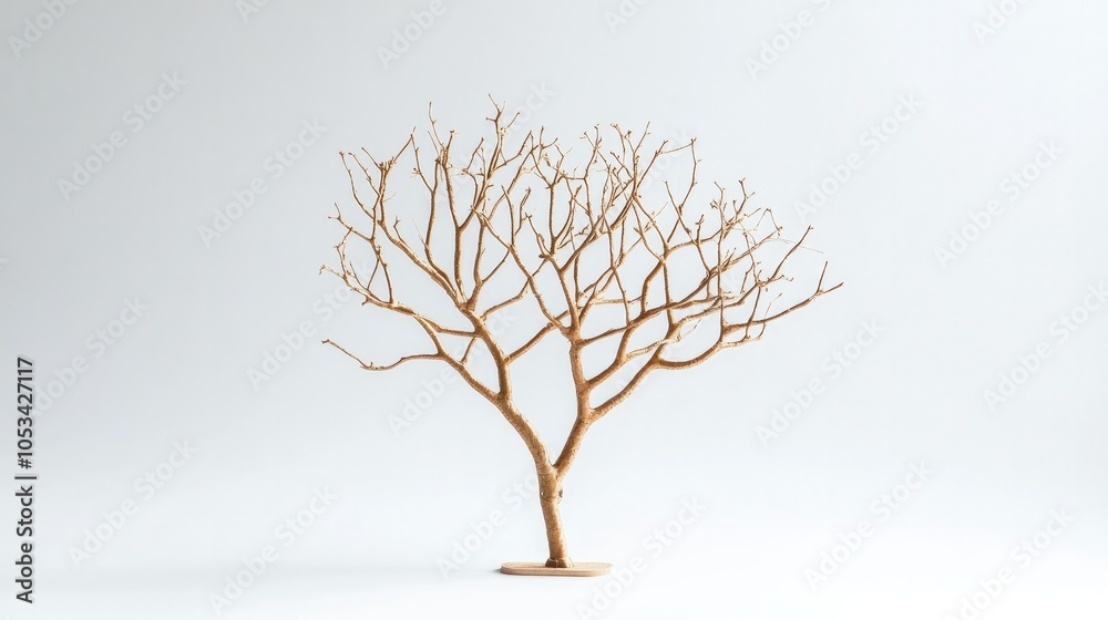 Obraz premium Simple decorative tree on white background, ideal for minimalist home decor or seasonal themes.