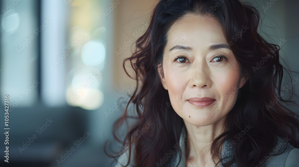 beautiful mid-age asian woman portrait