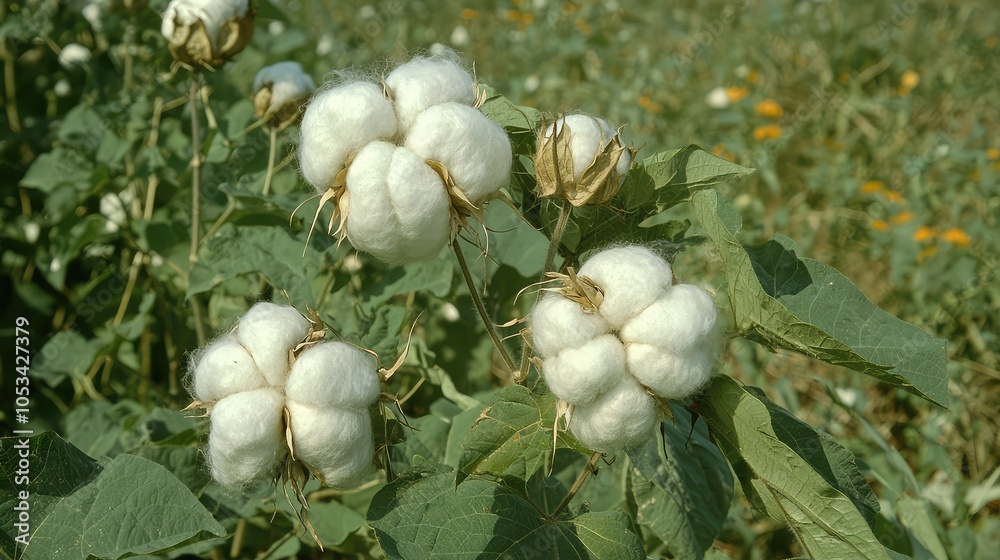 Close-Up of Cotton Plants in a Field Close-Up of Cotton Plants in a Field