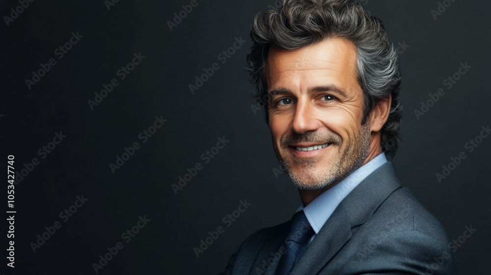 Middle-aged French man with a business suit and a confident grin. Middle-aged French man with a business suit and a confident grin.