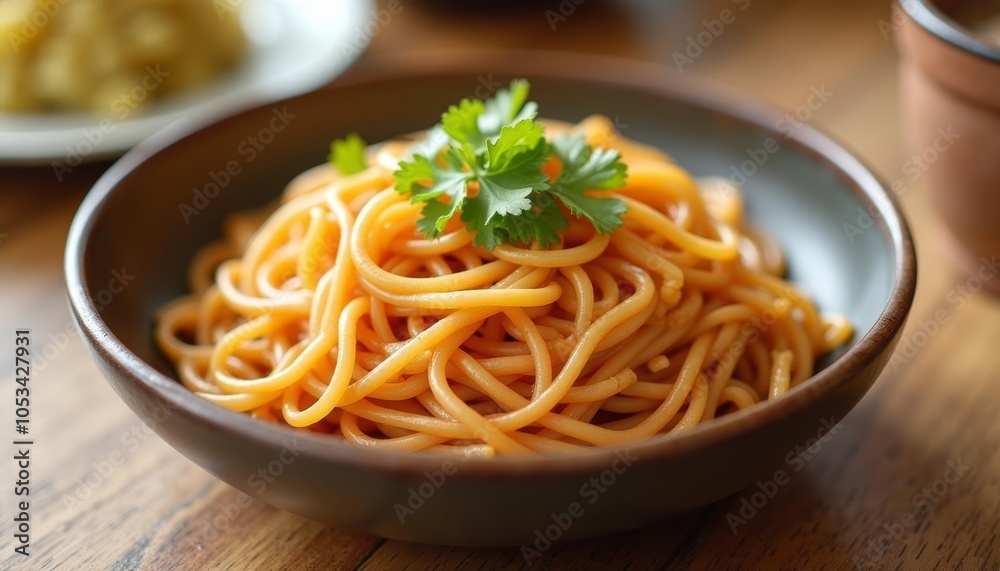 Deliciously twisted A bowl of pasta with a hint of green Deliciously twisted A bowl of pasta with a hint of green