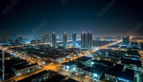  Bright city lights at night urban landscape