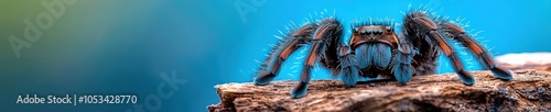 Tarantula close-up, isolated to show detailed hairs and fangs