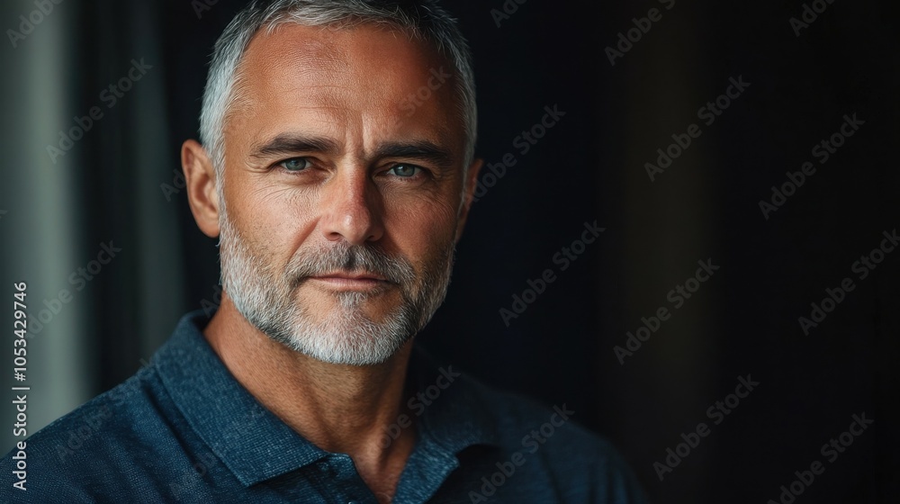 Obraz premium Middle-aged American man with a polo shirt and a confident look.