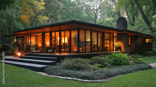 Mid-century modern home with open spaces.