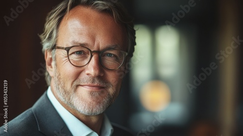 Middle-aged German man with a business suit and a friendly look.