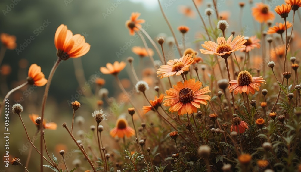 Obraz premium Blooming Joy A Field of Orange Wildflowers