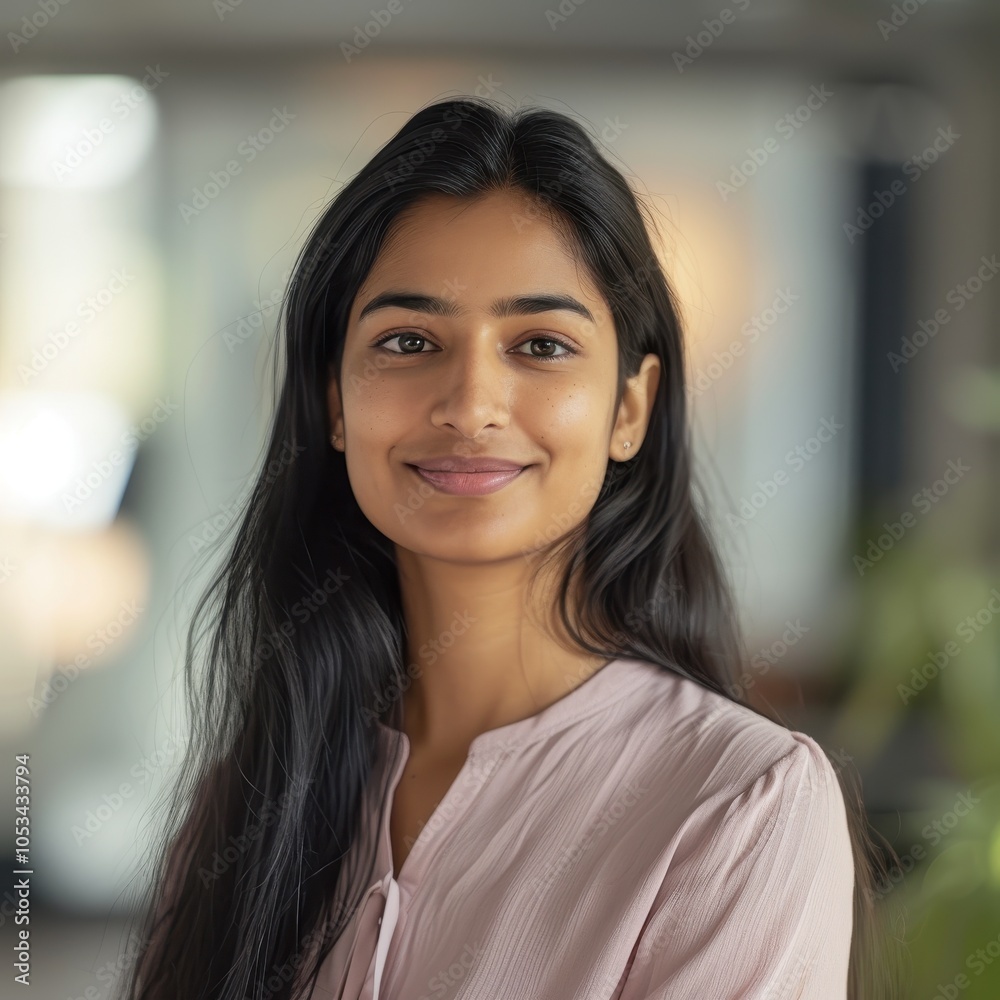 Fototapeta premium Confident Indian businesswoman captured mid-stride in professional setting