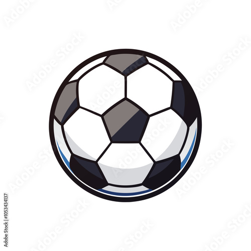 A soccer ball prominently displayed in the center vector