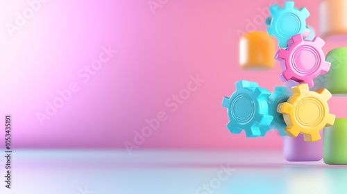 Floating abstract Kubernetes icons representing automation, vibrant modern art style, soft gradient backdrop photo