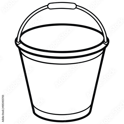 Bucket line art vector and illustration isolated on white background.