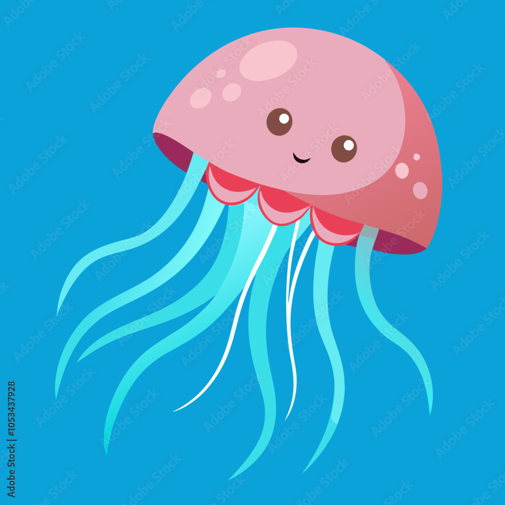Naklejka premium illustration of a octopus with a smile