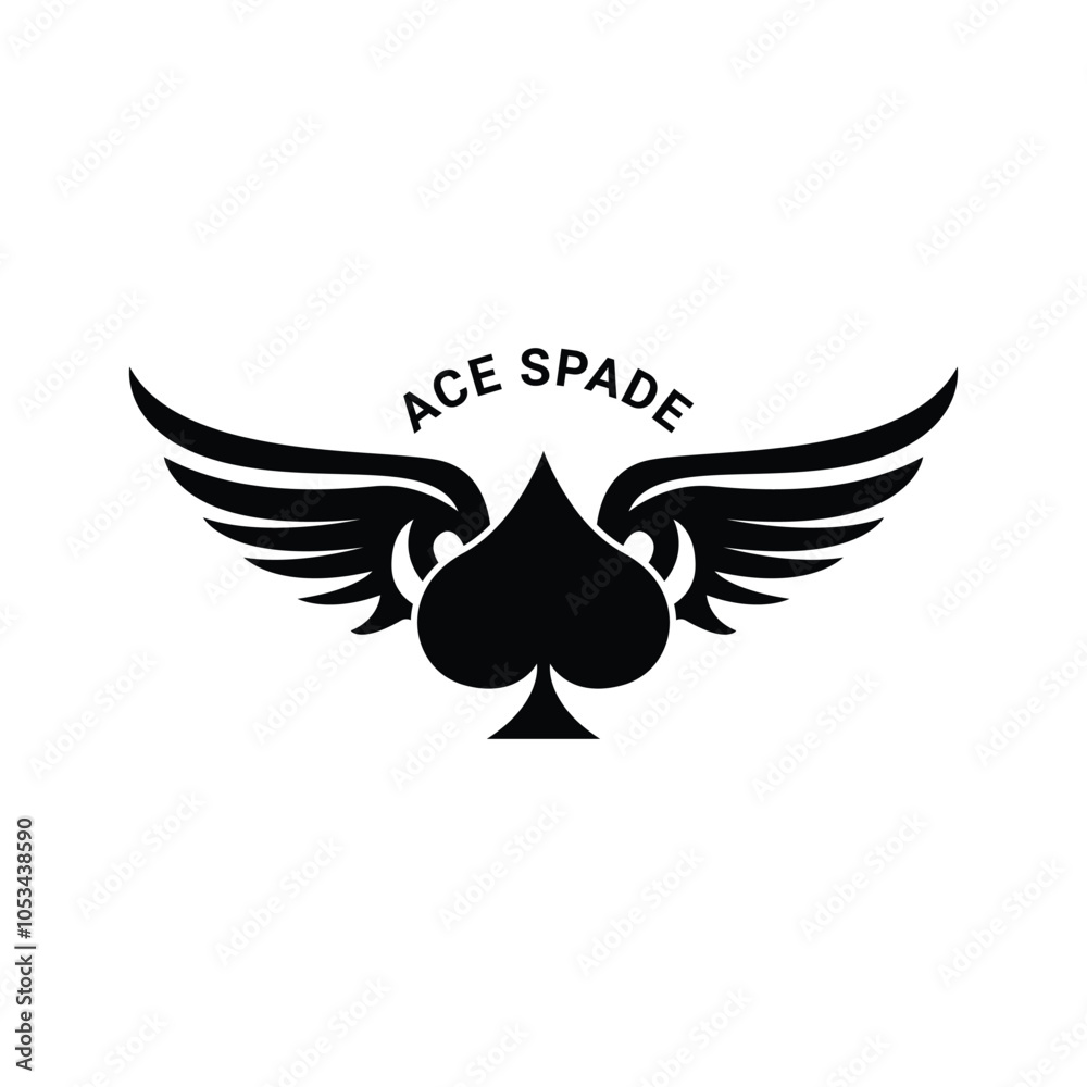 Fototapeta premium ace spade casino poker wing logo design concept idea
