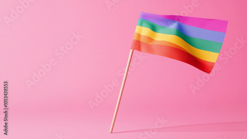 colorful flag isolated on pink background photo