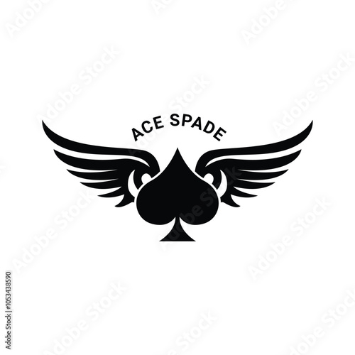 ace spade casino poker wing logo design concept idea
