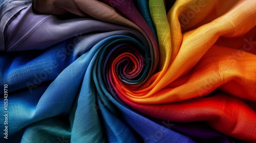 Colorful fabric wavy curve.
